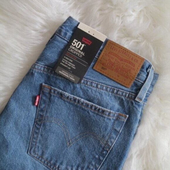 NEW Levi's 501 Original High Rise Straight Leg Blue Jeans Size 28 - Picture 5 of 12